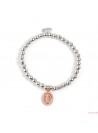 Bracciale Argento Madonna in bagno oro rosa con sfere da 5 mm